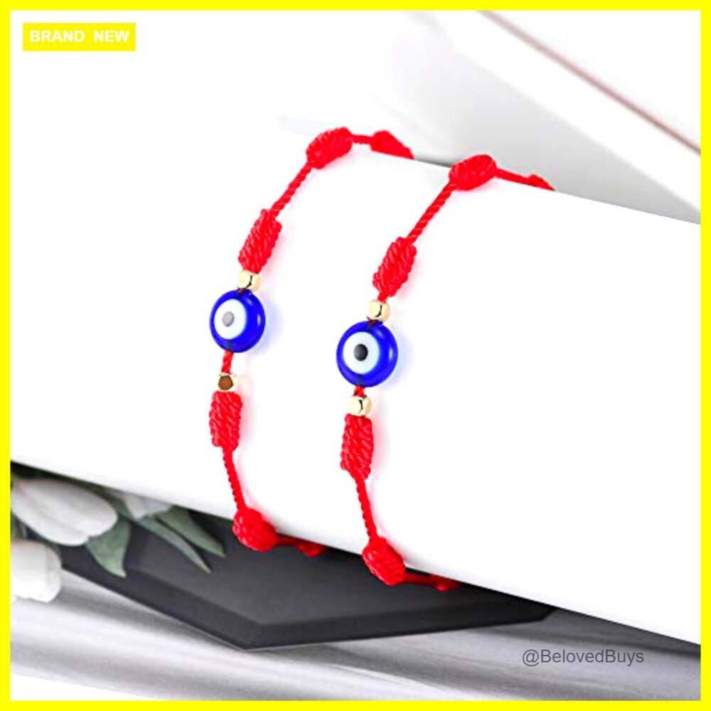 Adjustable 7 Knot Evil Eye Protection Bracelet Red String Amulet - Picture 2 of 6